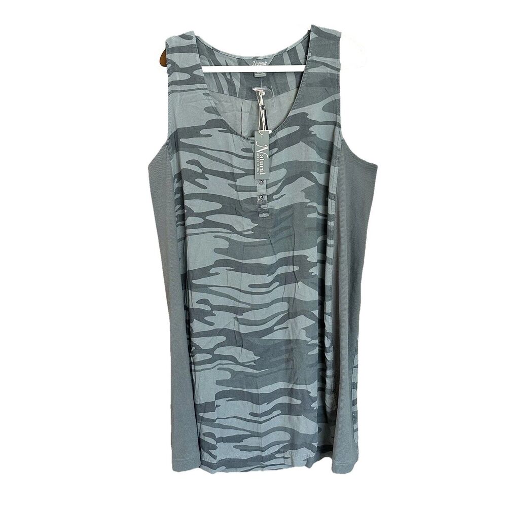 Natural Reflections Dress 2X Sleeveless Midi Stretch Camo Outdoor Camp Gorp NWT